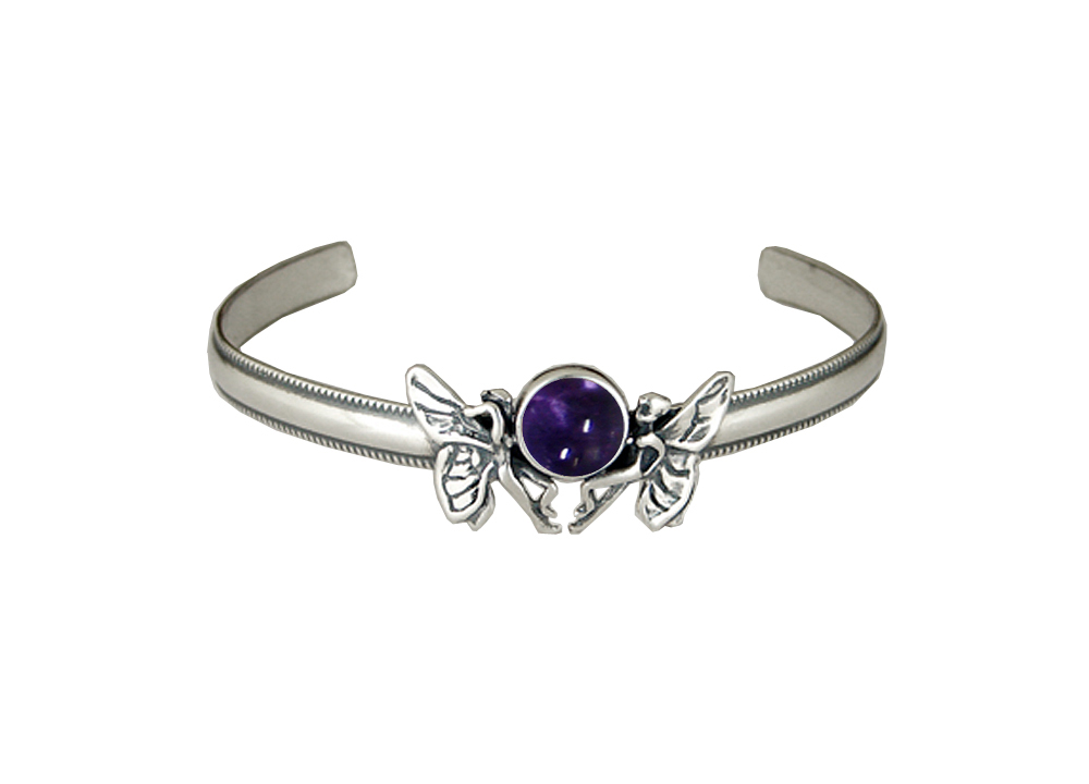 Sterling Silver Double Fairy Cuff Bracelet With Iolite